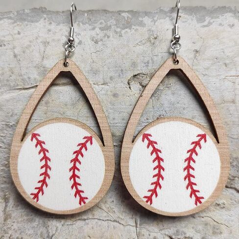 2 Pairs Sports Game Ball Football Basketball Wooden Earrings for Women Girls Lightweight Heart Shaped Sports Rugby Baseball Volleyball Stud Earrings Sports Fans Players Jewelry in Saudi Arabia