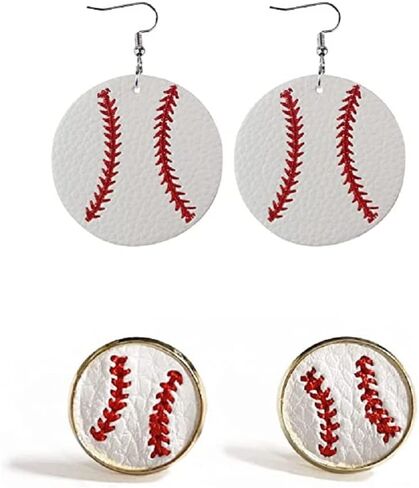 2 Pairs Sports Game Ball Football Basketball Wooden Earrings for Women Girls Lightweight Heart Shaped Sports Rugby Baseball Volleyball Stud Earrings Sports Fans Players Jewelry in Saudi Arabia