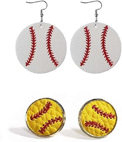 2 Pairs Sports Game Ball Football Basketball Wooden Earrings for Women Girls Lightweight Heart Shaped Sports Rugby Baseball Volleyball Stud Earrings Sports Fans Players Jewelry in Saudi Arabia