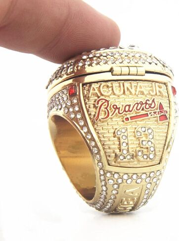 ATL 2021 Braves 13 ACUNA، JR سلسلة هدايا عيد الميلاد Cubs World Replica Champions Ring مجموعة حلقات بطولة أتلانتا مع صندوق خشبي هدايا للنساء والرجال والأطفال والأولاد والآباء in Kuwait