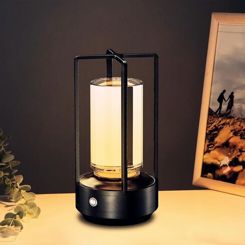 Touch Bedside Table Lamp, 3 Color Stepless Dimmable Bedroom Night Light, Rechargeable Cordless LED Romantic Atmosphere Lamp, Indoor Outdoor Portable Smart Small Lamp for Dinner Party Camping Gifts in Saudi Arabia