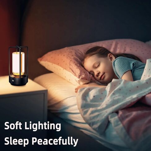 Touch Bedside Table Lamp, 3 Color Stepless Dimmable Bedroom Night Light, Rechargeable Cordless LED Romantic Atmosphere Lamp, Indoor Outdoor Portable Smart Small Lamp for Dinner Party Camping Gifts in Saudi Arabia