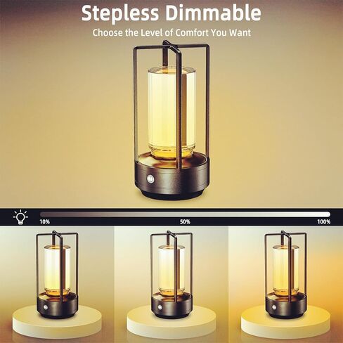 Touch Bedside Table Lamp, 3 Color Stepless Dimmable Bedroom Night Light, Rechargeable Cordless LED Romantic Atmosphere Lamp, Indoor Outdoor Portable Smart Small Lamp for Dinner Party Camping Gifts in Saudi Arabia