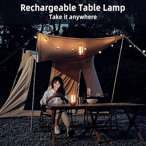 Touch Bedside Table Lamp, 3 Color Stepless Dimmable Bedroom Night Light, Rechargeable Cordless LED Romantic Atmosphere Lamp, Indoor Outdoor Portable Smart Small Lamp for Dinner Party Camping Gifts in Saudi Arabia