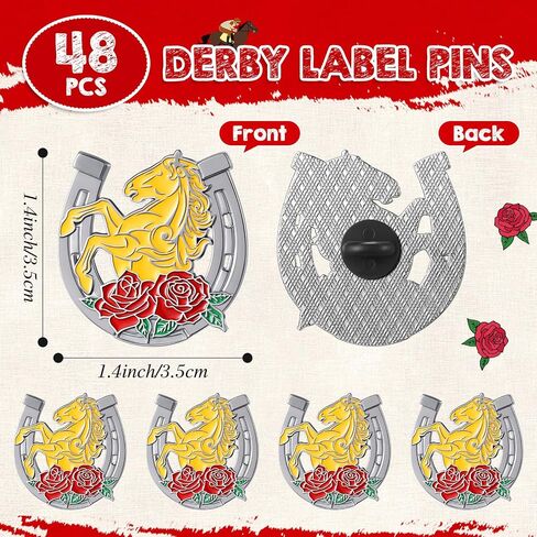 Derby Day Lapel Pins Horse Racing Lucky Horseshoe Brooch for 150th Derby Party Supply Horse Lovers Decor in Saudi Arabia