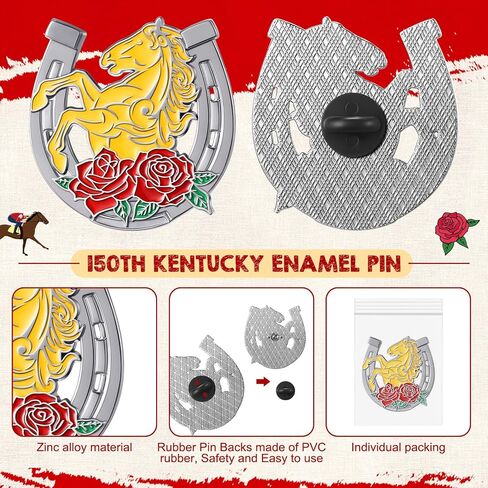 Derby Day Lapel Pins Horse Racing Lucky Horseshoe Brooch for 150th Derby Party Supply Horse Lovers Decor in Saudi Arabia