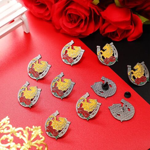 Derby Day Lapel Pins Horse Racing Lucky Horseshoe Brooch for 150th Derby Party Supply Horse Lovers Decor in Saudi Arabia