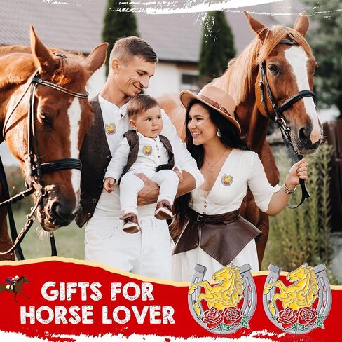 Derby Day Lapel Pins Horse Racing Lucky Horseshoe Brooch for 150th Derby Party Supply Horse Lovers Decor in Saudi Arabia
