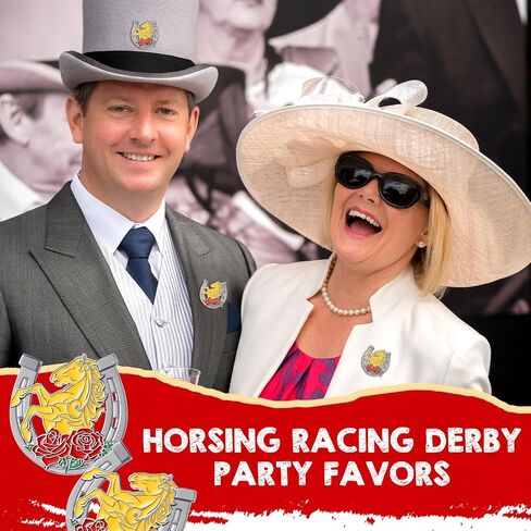 Derby Day Lapel Pins Horse Racing Lucky Horseshoe Brooch for 150th Derby Party Supply Horse Lovers Decor in Saudi Arabia