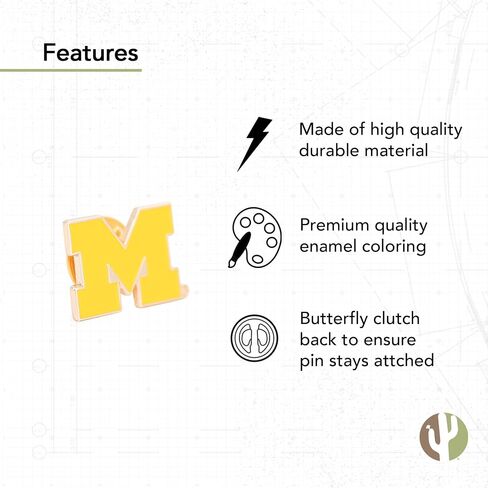 Desert Cactus University of Michigan Lapel Pins Wolverines UM U of M Logo Enamel Made of Metal (Pin A) in Saudi Arabia