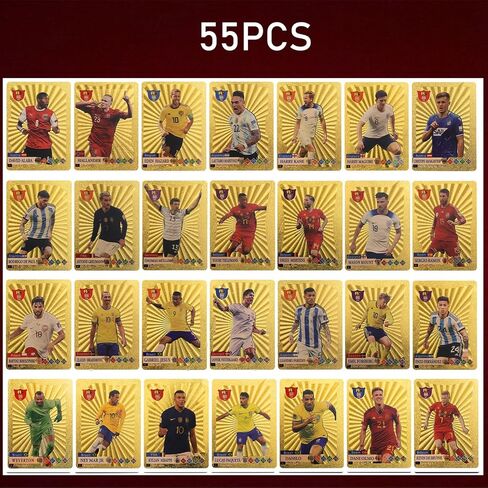 Soccer Cards 2024,World Cup Soccer Star Trading Cards,UEFA Champions League Sports Cards 55 PCS,Gift Gold Cards,No Repetition in Saudi Arabia