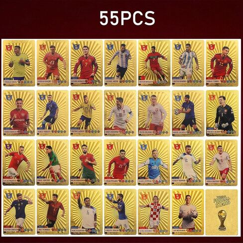 Soccer Cards 2024,World Cup Soccer Star Trading Cards,UEFA Champions League Sports Cards 55 PCS,Gift Gold Cards,No Repetition in Saudi Arabia