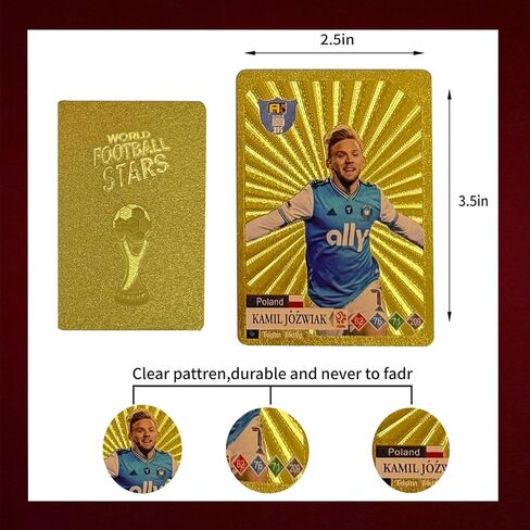 Soccer Cards 2024,World Cup Soccer Star Trading Cards,UEFA Champions League Sports Cards 55 PCS,Gift Gold Cards,No Repetition in Saudi Arabia