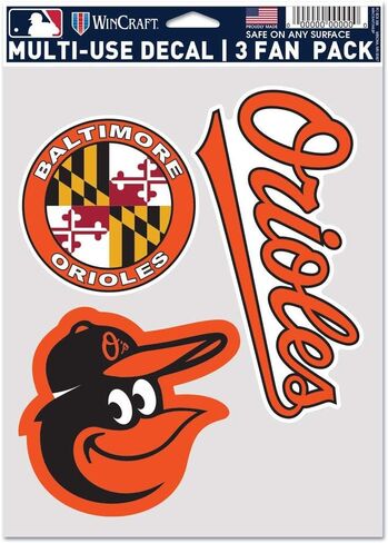 ملصق WinCraft MLB Baltimore Orioles متعدد الاستخدامات، 3 عبوات، ألوان الفريق، مقاس واحد in Kuwait