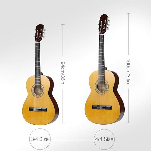 39 Inch Classical Guitar Full Size Acoustic Guitar Nylon Strings Guitar for Beginners Adults in Kuwait