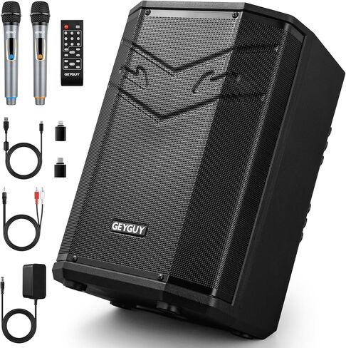 نظام GPSK-4 DSP PA مع ميكروفونات لاسلكية، جهاز كاريوكي بلوتوث مع مكبر صوت 8 بوصات، يدعم USB/TWS/FM، مكبر صوت DJ للأماكن الصغيرة والاحتفالات والأحداث الرياضية in Kuwait