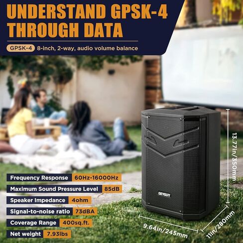 نظام GPSK-4 DSP PA مع ميكروفونات لاسلكية، جهاز كاريوكي بلوتوث مع مكبر صوت 8 بوصات، يدعم USB/TWS/FM، مكبر صوت DJ للأماكن الصغيرة والاحتفالات والأحداث الرياضية in Kuwait