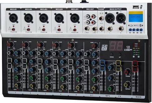 خلاطات تسجيل غير مدعومة مع 16DSP 24 بت مع وحدة تحكم MP3 USB DJ Bluetooth Audio Mixer Console بقوة 48 فولت، ولوحات خلط نطاقات 7 قنوات لتسجيل الاستوديو (N7) in Kuwait