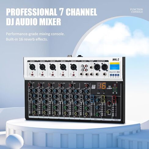 خلاطات تسجيل غير مدعومة مع 16DSP 24 بت مع وحدة تحكم MP3 USB DJ Bluetooth Audio Mixer Console بقوة 48 فولت، ولوحات خلط نطاقات 7 قنوات لتسجيل الاستوديو (N7) in Kuwait