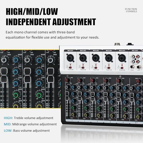 خلاطات تسجيل غير مدعومة مع 16DSP 24 بت مع وحدة تحكم MP3 USB DJ Bluetooth Audio Mixer Console بقوة 48 فولت، ولوحات خلط نطاقات 7 قنوات لتسجيل الاستوديو (N7) in Kuwait