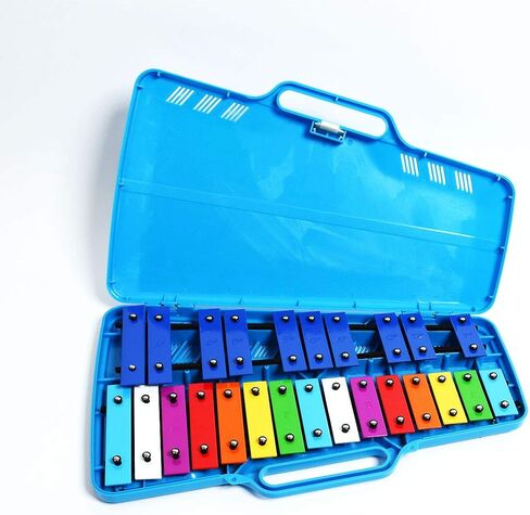 إكسيليفون غلوكينسبيل أصفر بلاستيكي احترافي مع 25 مفتاحًا معدنيًا للبالغين والأطفال - يتضمن 2 مضرب بلاستيكي in Kuwait