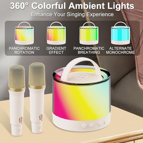 آلة كاريوكي صغيرة للأطفال مع ميكروفون لاسلكي، مكبر صوت بلوتوث محمول مع أضواء LED، خمسة أوضاع صوت مضحكة هدايا ألعاب للبنات والأولاد والعائلة والحفلات المنزلية in Kuwait