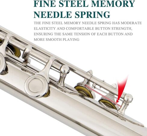 فتحة فتح وإغلاق الفلوت C16، فتحة E، للمبتدئين، يعزفون آلات الفلوت مع قفازات قوس حقيبة السفر، عصا التنظيف والخرقة (نيكل) in Kuwait