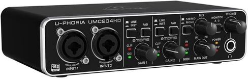 Behringer U-Phoria UMC204HD Audiophile 2x4 USB Audio/MIDI Interface with MIDAS Mic Preamplifiers, 24-Bit/192kHz Resolution in Saudi Arabia