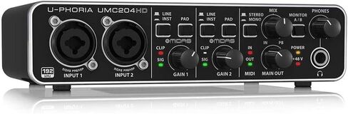 Behringer U-Phoria UMC204HD Audiophile 2x4 USB Audio/MIDI Interface with MIDAS Mic Preamplifiers, 24-Bit/192kHz Resolution in Saudi Arabia