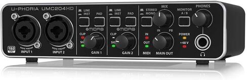 Behringer U-Phoria UMC204HD Audiophile 2x4 USB Audio/MIDI Interface with MIDAS Mic Preamplifiers, 24-Bit/192kHz Resolution in Saudi Arabia