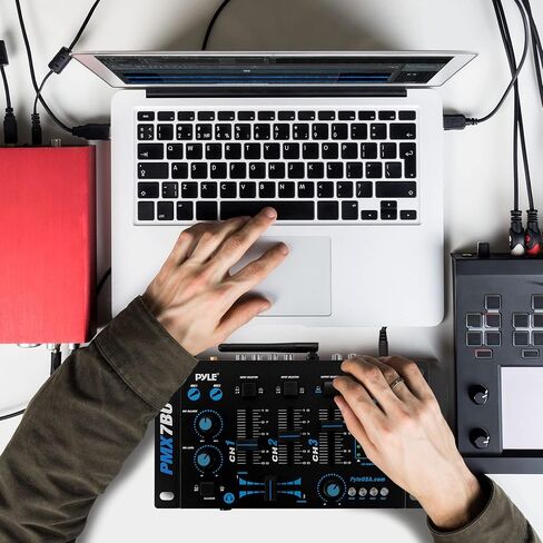 جهاز مزج الصوت DJ اللاسلكي من Pyle - جهاز تحكم DJ متوافق مع 3 قنوات بلوتوث، خلاط صوت ميكروفون، قارئ USB، مدخل RCA فونو/خط مزدوج، مدخل ميكروفون، مقبس سماعة الرأس، أسود in Saudi Arabia