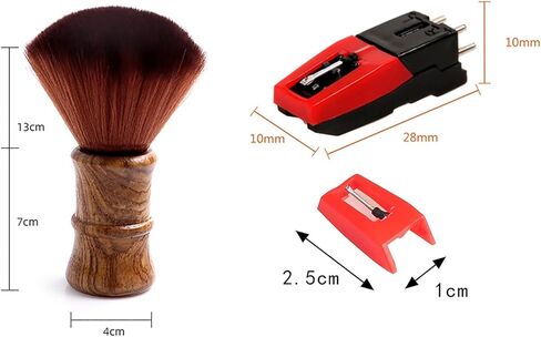 Record Player Needles Stylus Needles set of 4 with Wooden Vinyl Record Cleaning Brush＆Anti-Static Carbon Fiber Brush, Turntable Replacement Needle with Aluminum Lever for Record Player Phonograph in Kuwait