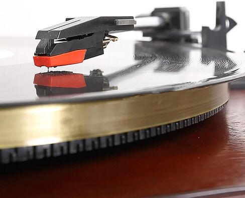 Record Player Needles Stylus Needles set of 4 with Wooden Vinyl Record Cleaning Brush＆Anti-Static Carbon Fiber Brush, Turntable Replacement Needle with Aluminum Lever for Record Player Phonograph in Kuwait