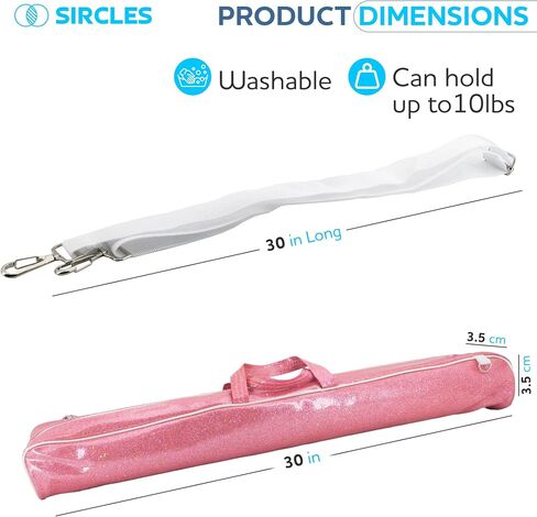 Twirling Baton Bag Case with Adjustable Shoulder Strap - Pink Sparkle Case for Majorette Marching Dance Batons - Complete with 2 Rainbow Dance Ribbons in Saudi Arabia
