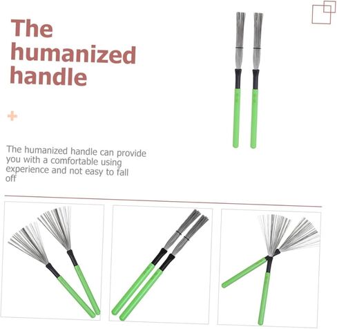 2 قطعة طبلة طبل فرشاة أسلاك الفولاذ فرشاة سلك فرش طبل الصلب مقبض خشبي طبل فرش الطبال الملحقات المهنية طبل فرشاة قرع فرش للطبول مجموعة طبل in Kuwait