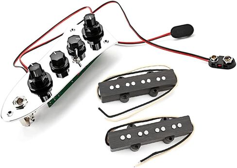 Prewired Bass Guitar Pickup Set Plus Control Plate System Alnico 5 Neck/Bridge Pickup for 4 String Jazz Bass Guitar Replacement Parts in Saudi Arabia