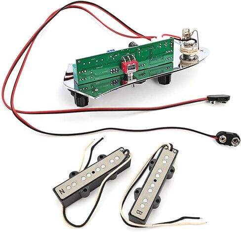 Prewired Bass Guitar Pickup Set Plus Control Plate System Alnico 5 Neck/Bridge Pickup for 4 String Jazz Bass Guitar Replacement Parts in Saudi Arabia