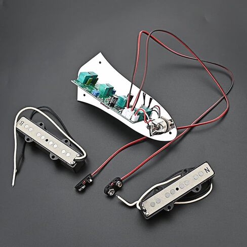 Prewired Bass Guitar Pickup Set Plus Control Plate System Alnico 5 Neck/Bridge Pickup for 4 String Jazz Bass Guitar Replacement Parts in Saudi Arabia