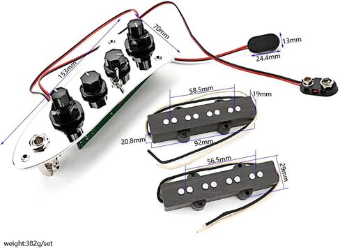 Prewired Bass Guitar Pickup Set Plus Control Plate System Alnico 5 Neck/Bridge Pickup for 4 String Jazz Bass Guitar Replacement Parts in Saudi Arabia