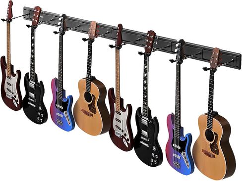 Guitar Wall Mount with Multiple Guitar Hangers, Holds 8 Guitars, Aluminum Metal Guitar Wall Rack Holder, Adjustable Guitar Holder Stand for Acoustic Electric Guitar Bass (8 Hangers Set) in Saudi Arabia
