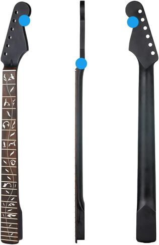 22 Fret ST رقبة جيتار كهربائي من خشب القيقب الكندي، نحت شجرة الحياة لأصابع خشب الورد، أسود غير لامع، نصف قطر لوحة الفريتس 14 بوصة، صامولة عظمية in Kuwait