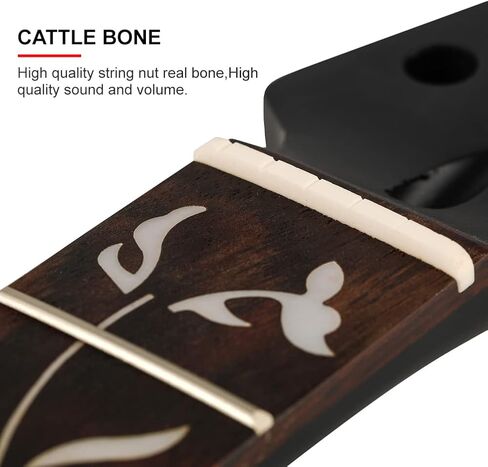 22 Fret ST رقبة جيتار كهربائي من خشب القيقب الكندي، نحت شجرة الحياة لأصابع خشب الورد، أسود غير لامع، نصف قطر لوحة الفريتس 14 بوصة، صامولة عظمية in Kuwait