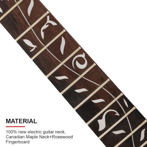 22 Fret ST رقبة جيتار كهربائي من خشب القيقب الكندي، نحت شجرة الحياة لأصابع خشب الورد، أسود غير لامع، نصف قطر لوحة الفريتس 14 بوصة، صامولة عظمية in Kuwait