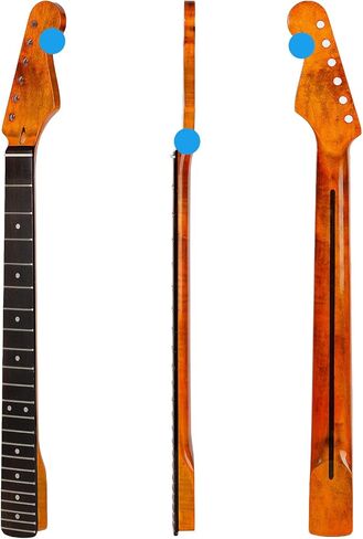 22 Fret ST رقبة جيتار كهربائي من خشب القيقب الكندي، لوحة أصابع من خشب الورد، بني لامع، نصف قطر لوحة الفريتس 14 بوصة، صامولة عظمية in Kuwait