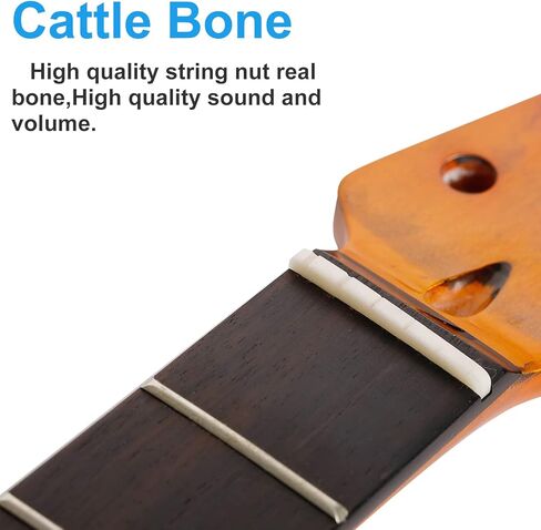 22 Fret ST رقبة جيتار كهربائي من خشب القيقب الكندي، لوحة أصابع من خشب الورد، بني لامع، نصف قطر لوحة الفريتس 14 بوصة، صامولة عظمية in Kuwait