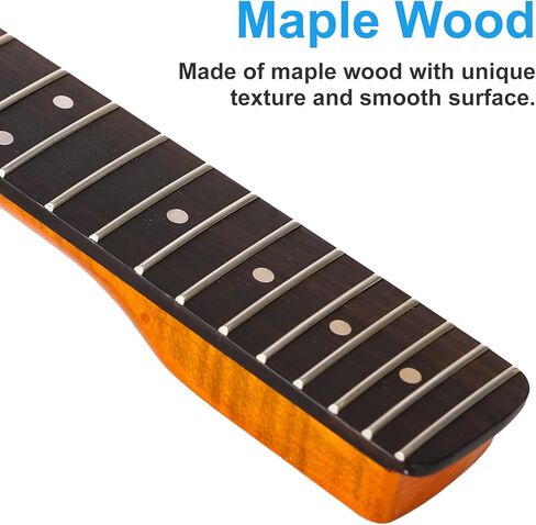22 Fret ST رقبة جيتار كهربائي من خشب القيقب الكندي، لوحة أصابع من خشب الورد، بني لامع، نصف قطر لوحة الفريتس 14 بوصة، صامولة عظمية in Kuwait