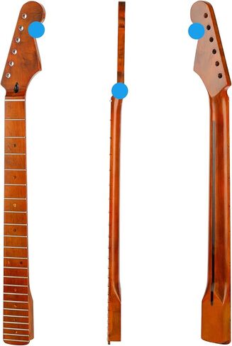 22 Fret ST رقبة جيتار كهربائي من خشب القيقب الكندي، بني لامع، علامات مصنوعة من أصداف ملونة، رقبة جيتار كهربائي، نصف قطر لوحة الفريتس 14 بوصة، صامولة عظمية in Kuwait