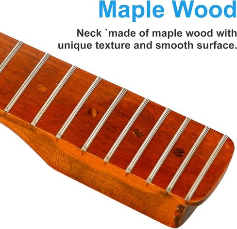 22 Fret ST رقبة جيتار كهربائي من خشب القيقب الكندي، بني لامع، علامات مصنوعة من أصداف ملونة، رقبة جيتار كهربائي، نصف قطر لوحة الفريتس 14 بوصة، صامولة عظمية in Kuwait