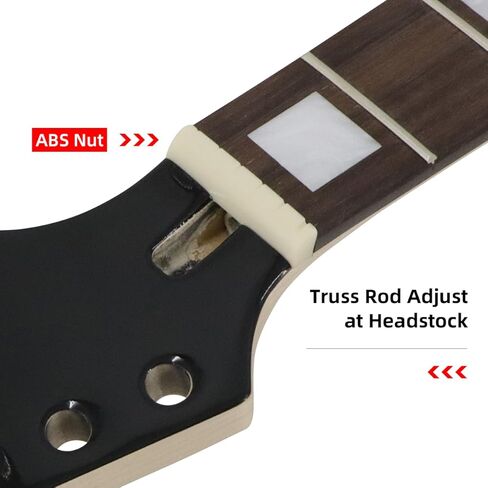 استبدال رقبة الجيتار الكهربائي 24 فريت 25.5 بوصة لوحة أصابع من خشب القيقب وخشب الورد مع مسمار ترصيع شبه منحرف على in Kuwait