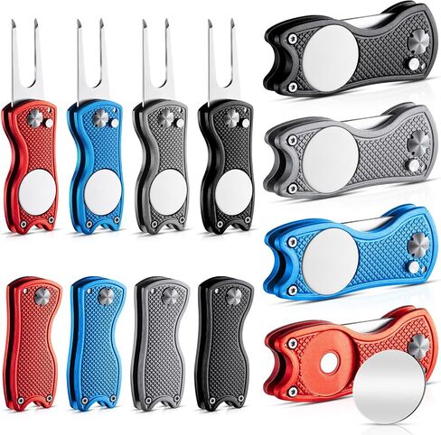 12 Pieces Golf Divot Tool Golf Divot Repair Tool with Magnetic Ball Marker and Popping Button Metal Foldable Golf Divot Fixer, 4 Assorted Colors in Saudi Arabia